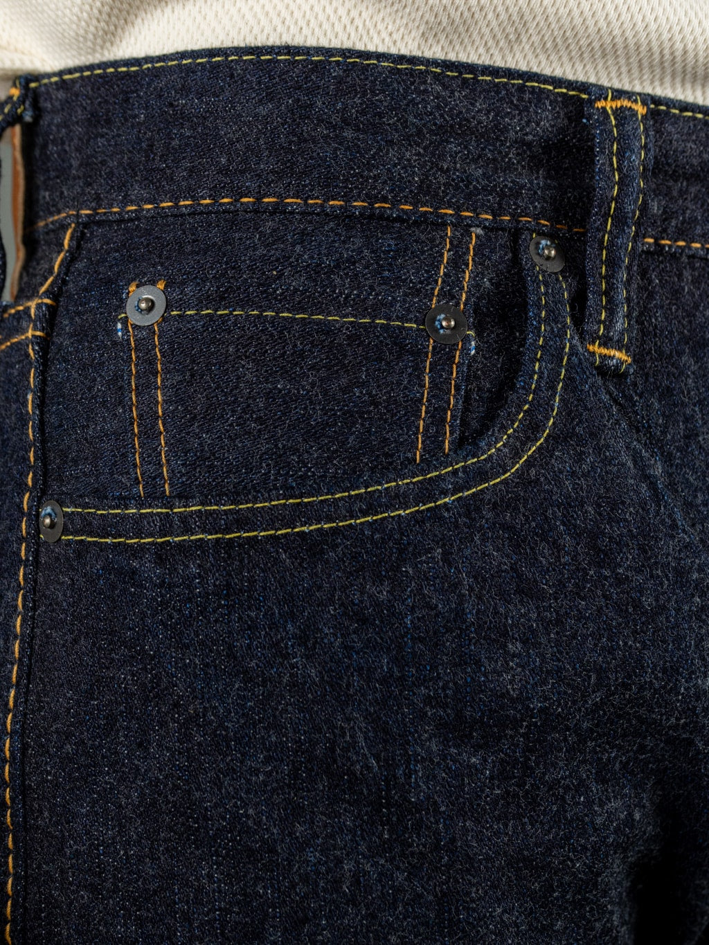Pure Blue Japan Broken Twill Slim Tapered Jeans Pocket Detail