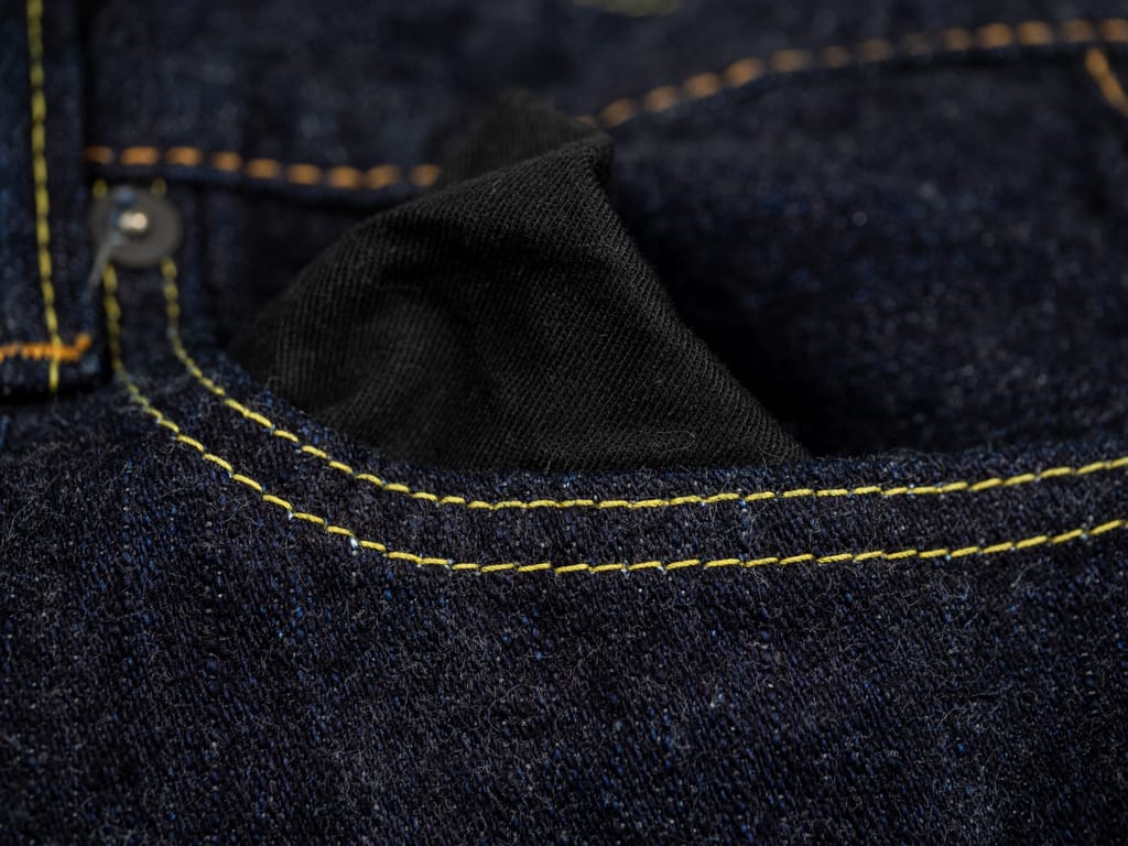 Pure Blue Japan Broken Twill Slim Tapered Jeans Black Lining Pocket