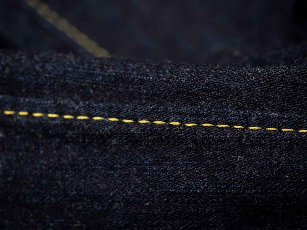 Pure Blue Japan Broken Twill Slim Tapered Jeans Stitching