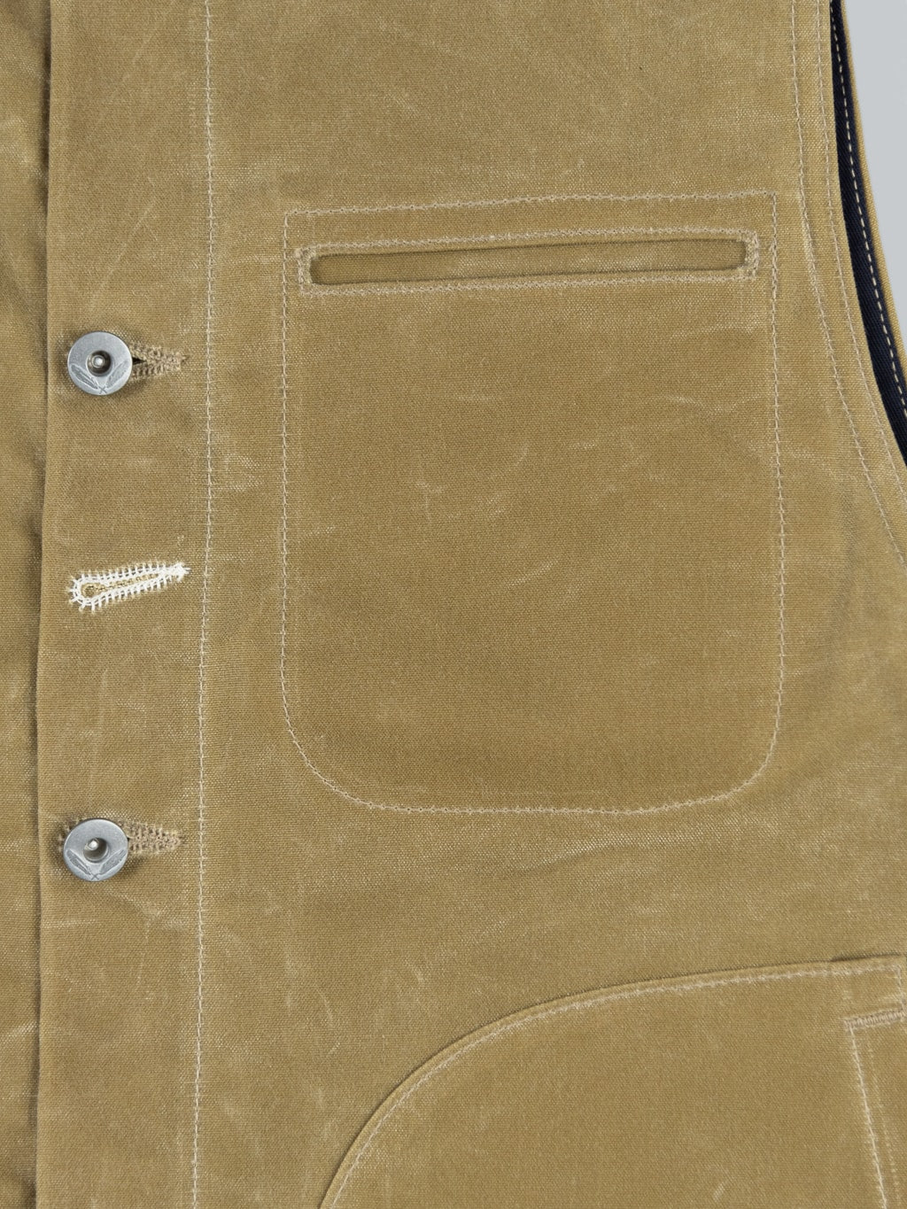 rogue territory lined waxed canvas supply vest 10oz tan details