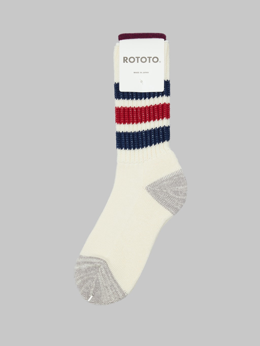 rototo oldschool crew socks navy dark red soft texture