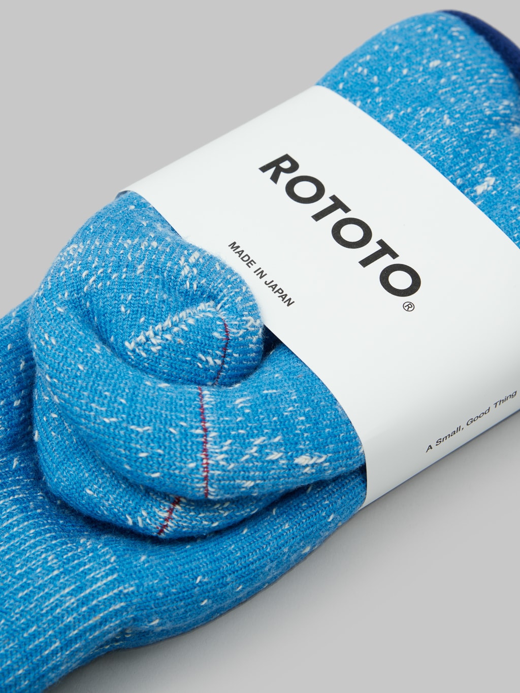 rototo double face crew socks cotton wool blue brand label