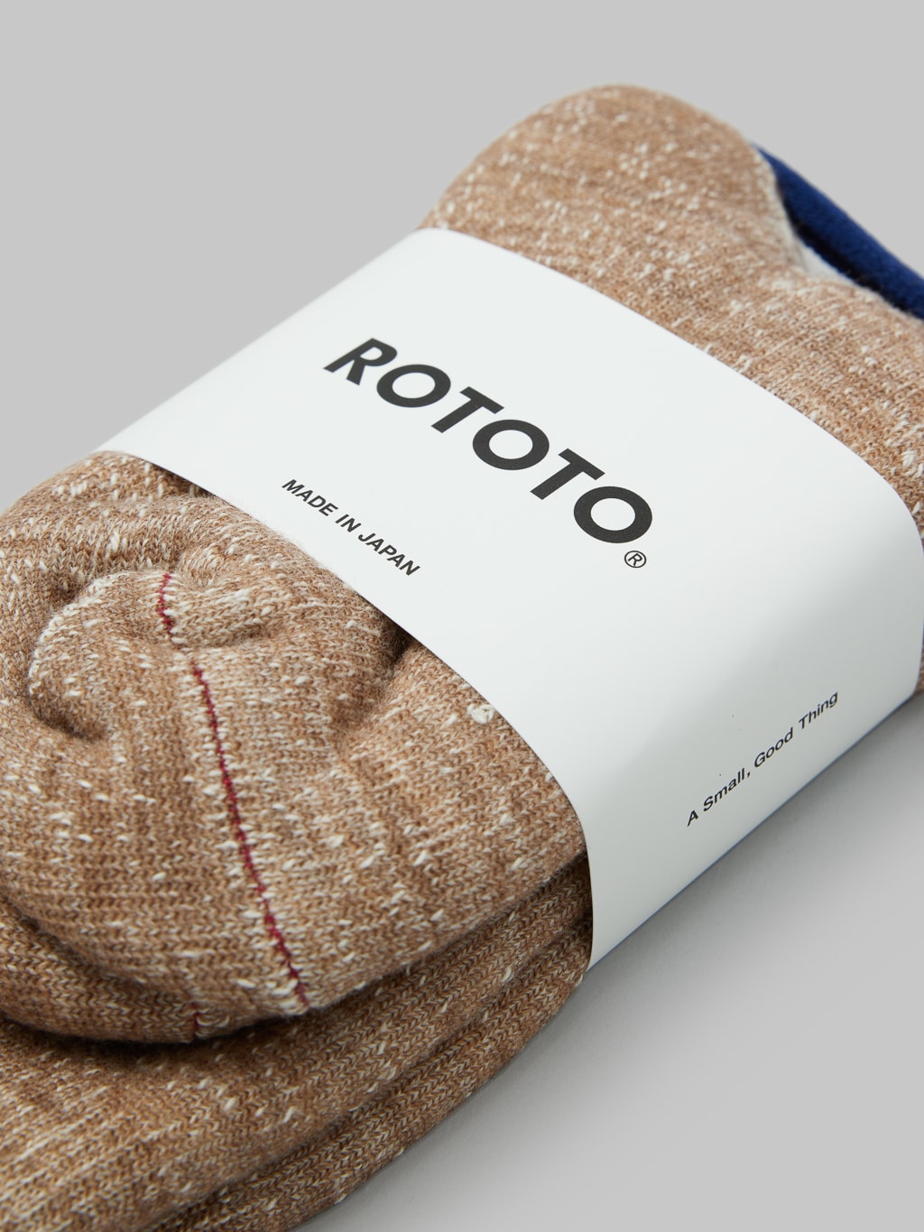 rototo double face crew socks cotton wool camel brand label