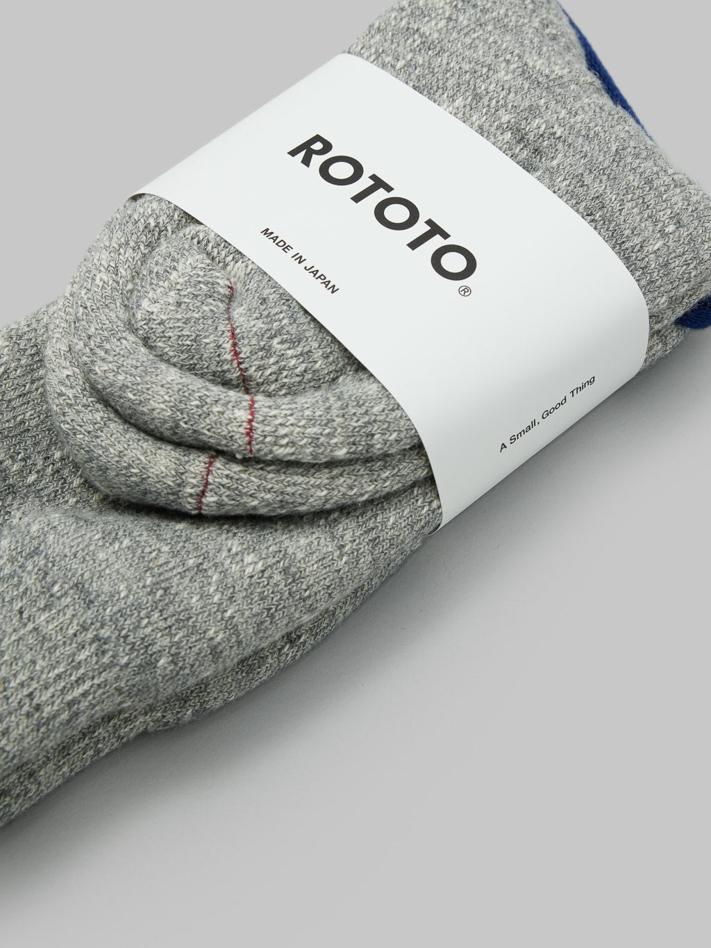 rototo double face crew socks cotton wool gray brand label