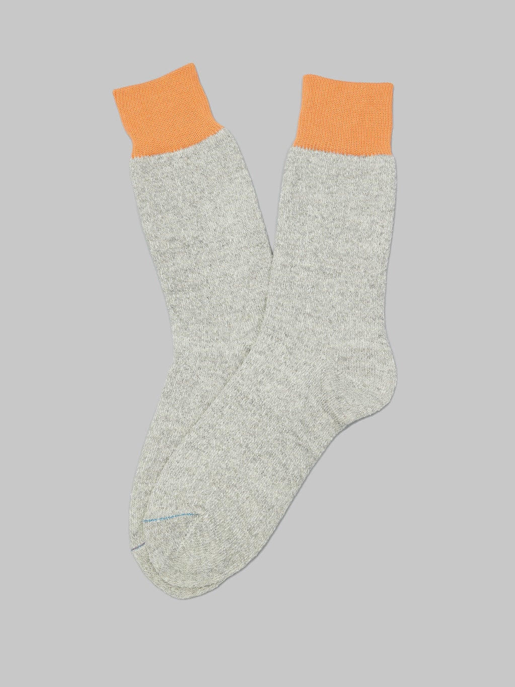 rototo double face crew socks silk cotton orange gray made in japan