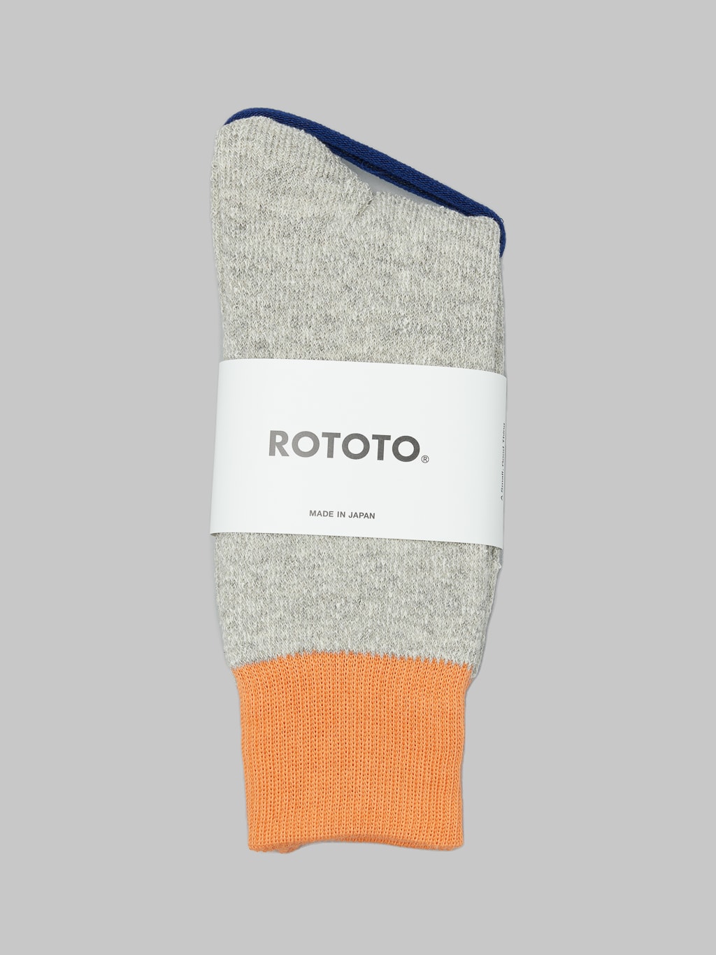 rototo double face crew socks silk cotton orange gray