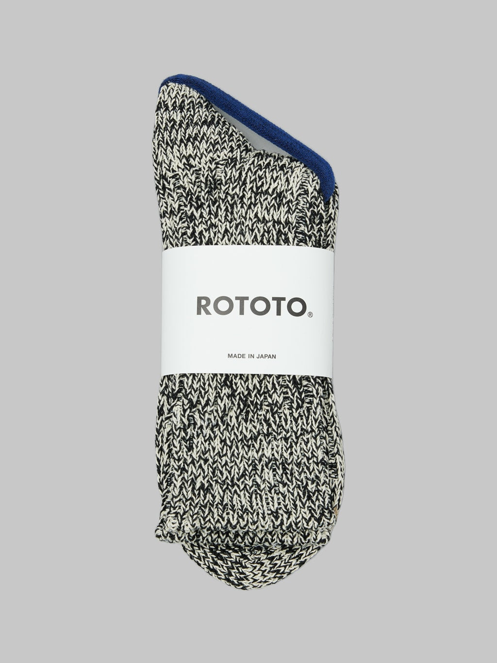 rototo recycle cotton ribbed crew socks black ivory
