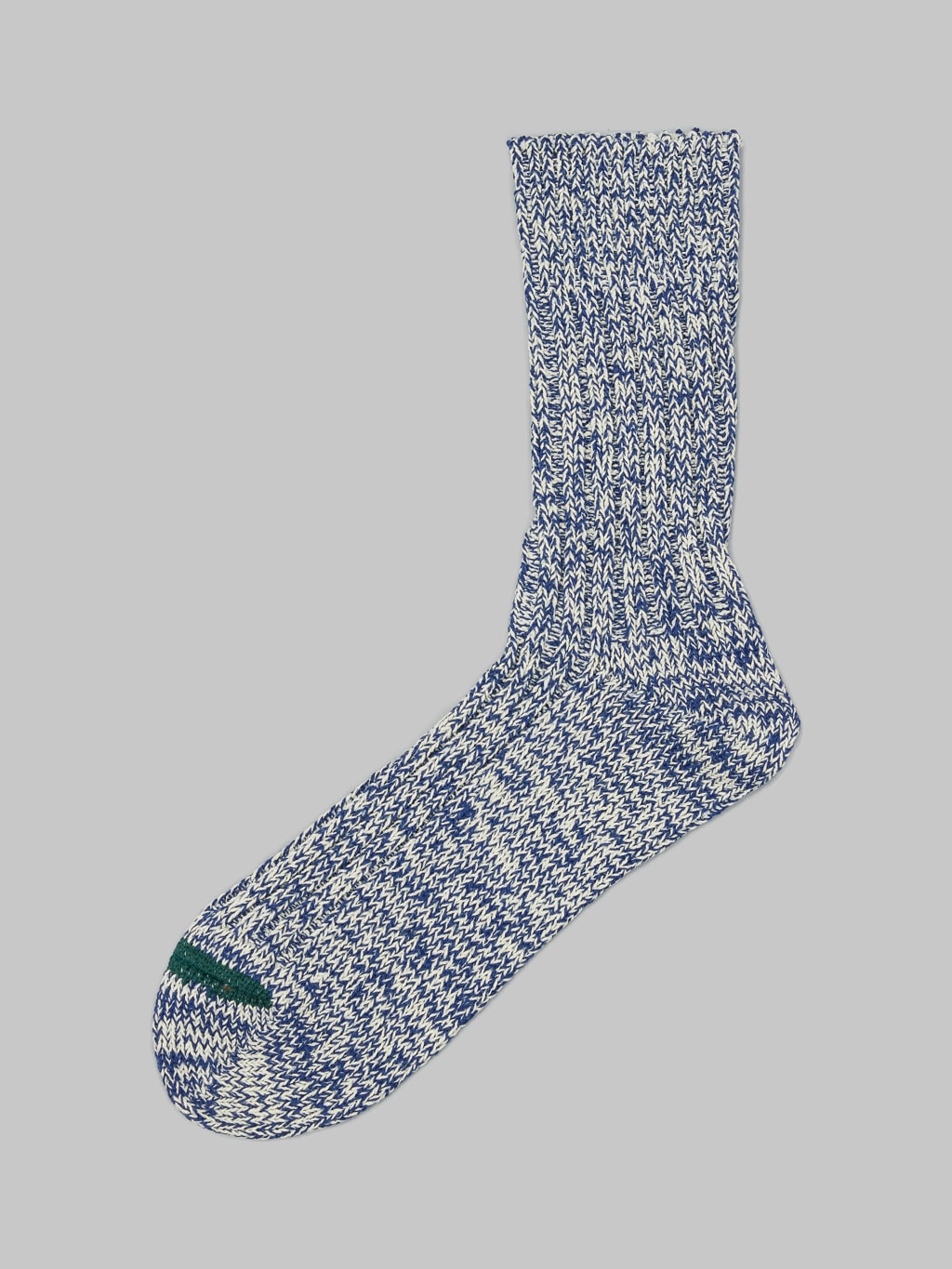 rototo recycle cotton ribbed crew socks blue ivory made in japan