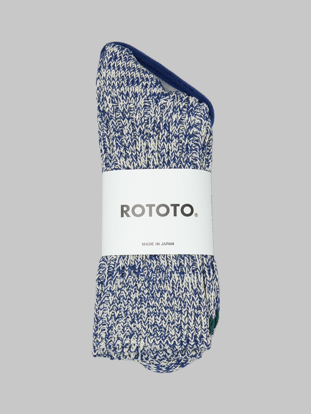 rototo recycle cotton ribbed crew socks blue ivory