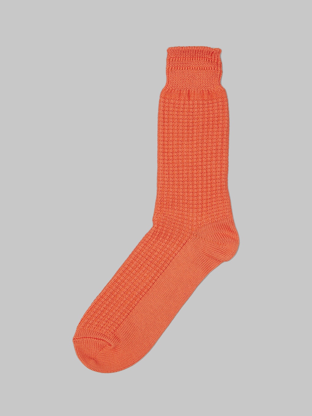 rototo cotton waffle crew socks orange soft texture