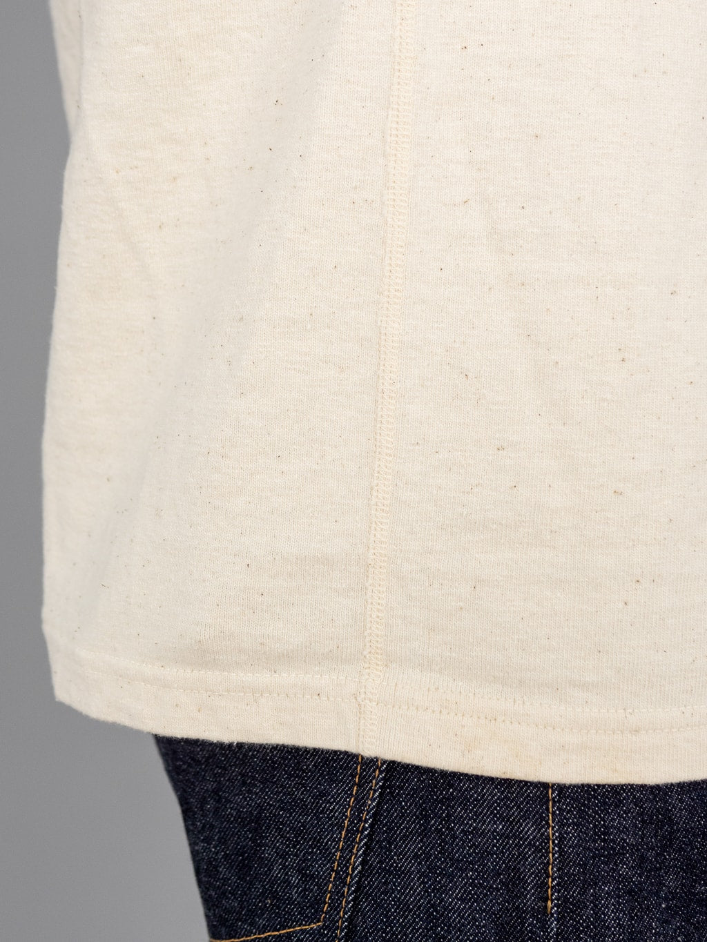 samurai jeans japanese cotton slub crew neck tshirt natural side seam