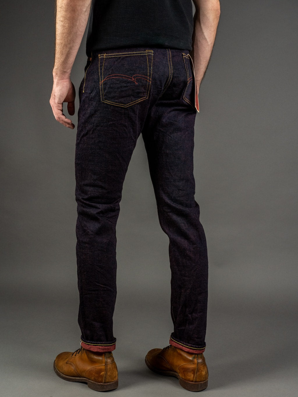 Studio D'Artisan D1820 Hinode 15oz Relaxed Tapered Jeans back fit