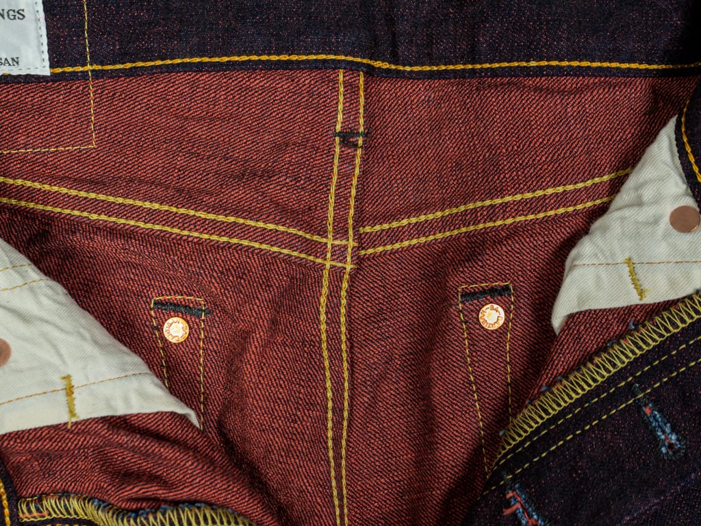 Studio D'Artisan Hinode 15oz red weft Jeans chain stitching