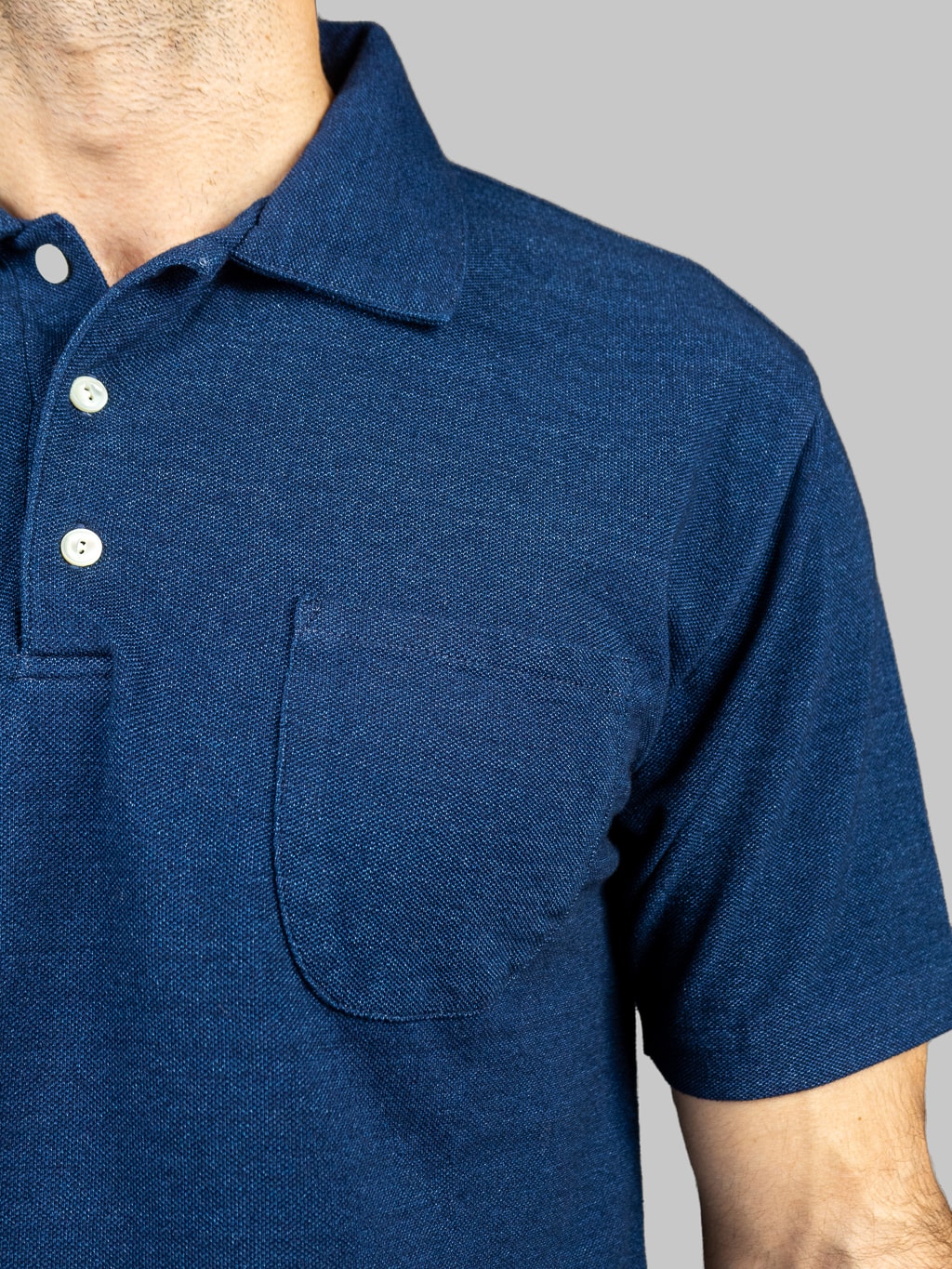 studio dartisan indigo dyed pique polo shirt  chest