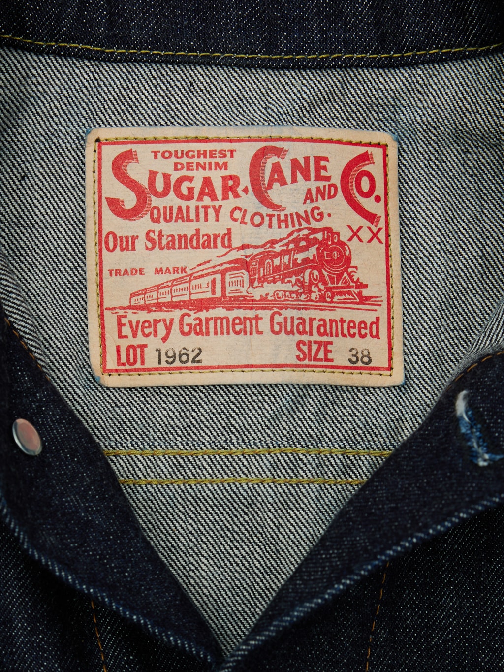 sugar cane 1962 type III denim jacket interior leather patch