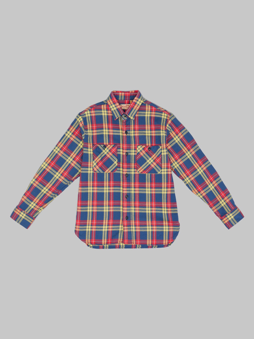 Sugar Cane Twill Check Flannel Shirt Navy