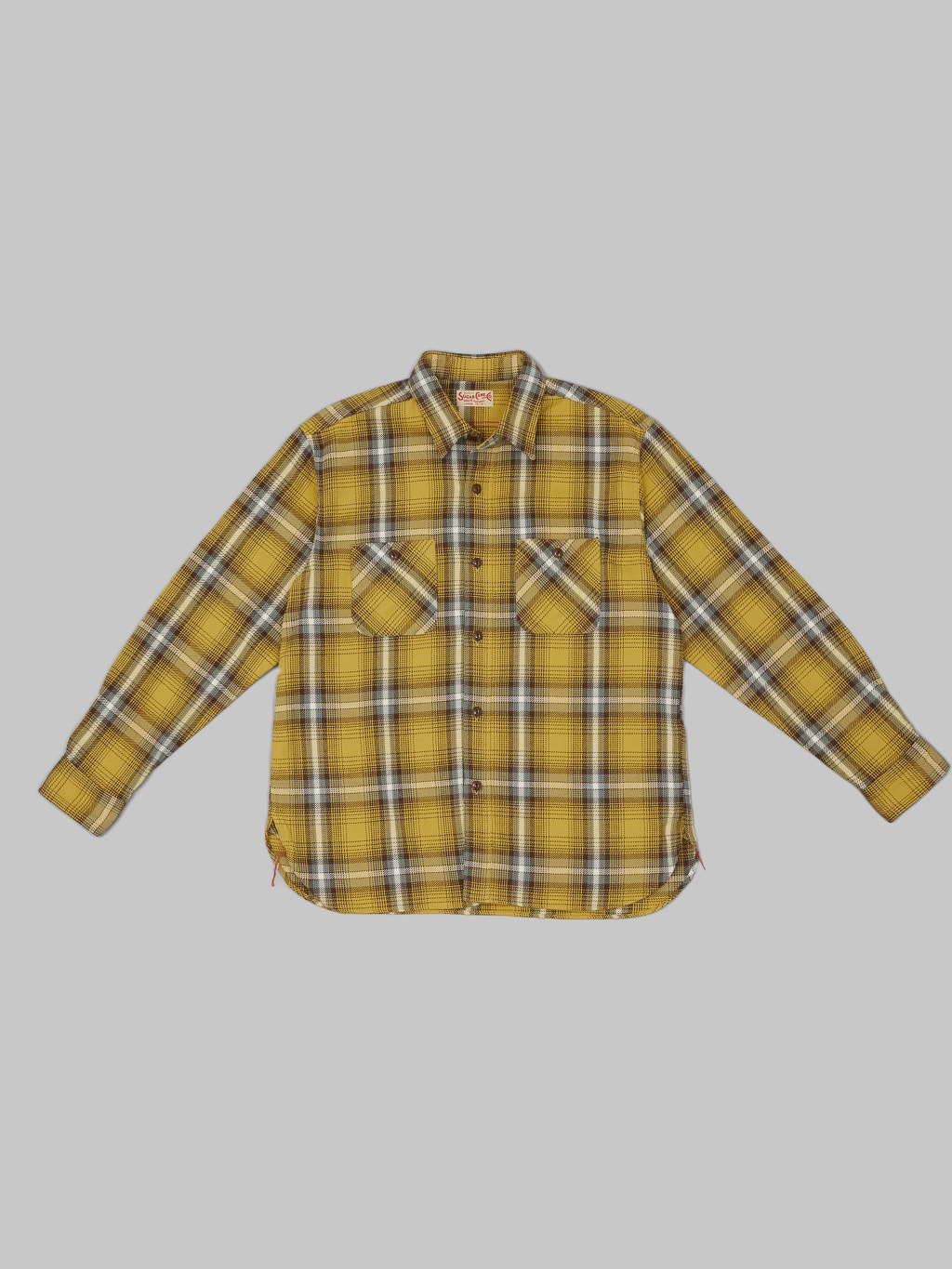 sugar cane twill check work shirt flannel yellow front