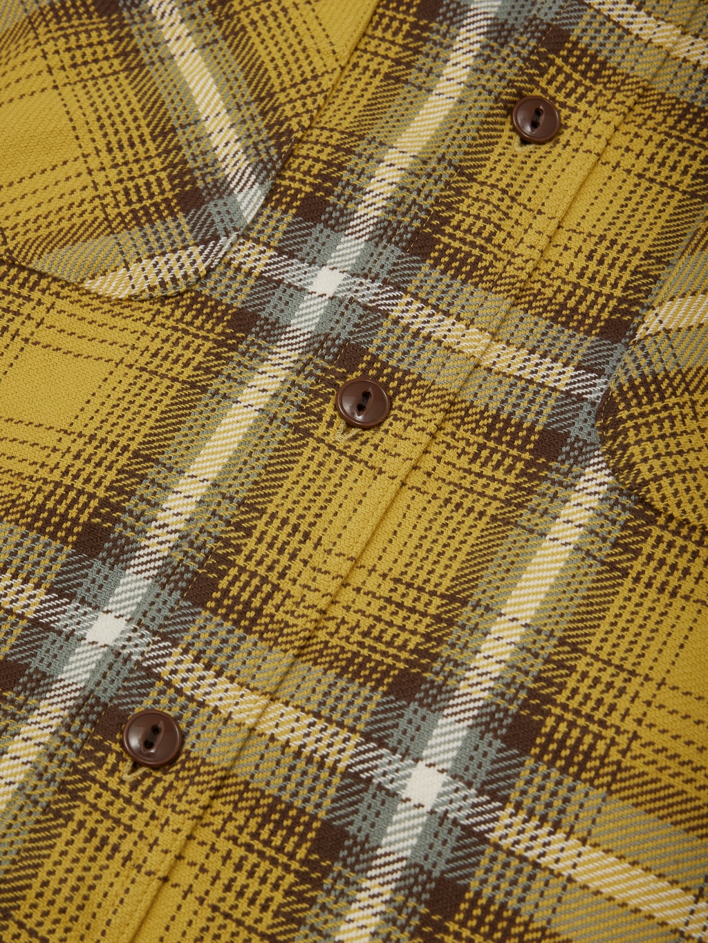 sugar cane twill check work shirt flannel yellow buttons