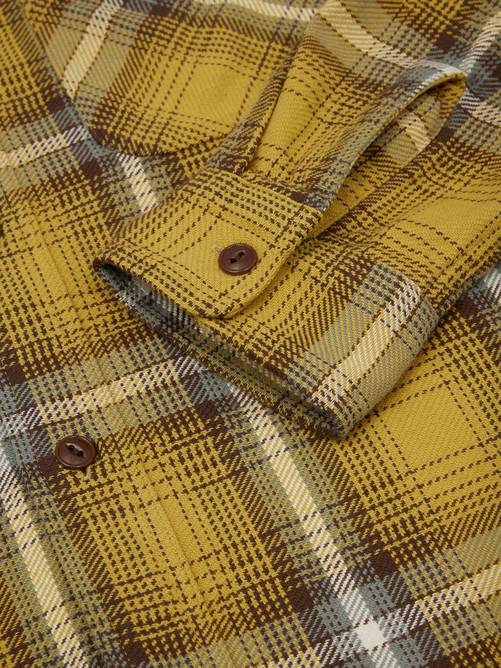 sugar cane twill check work shirt flannel yellow cuff