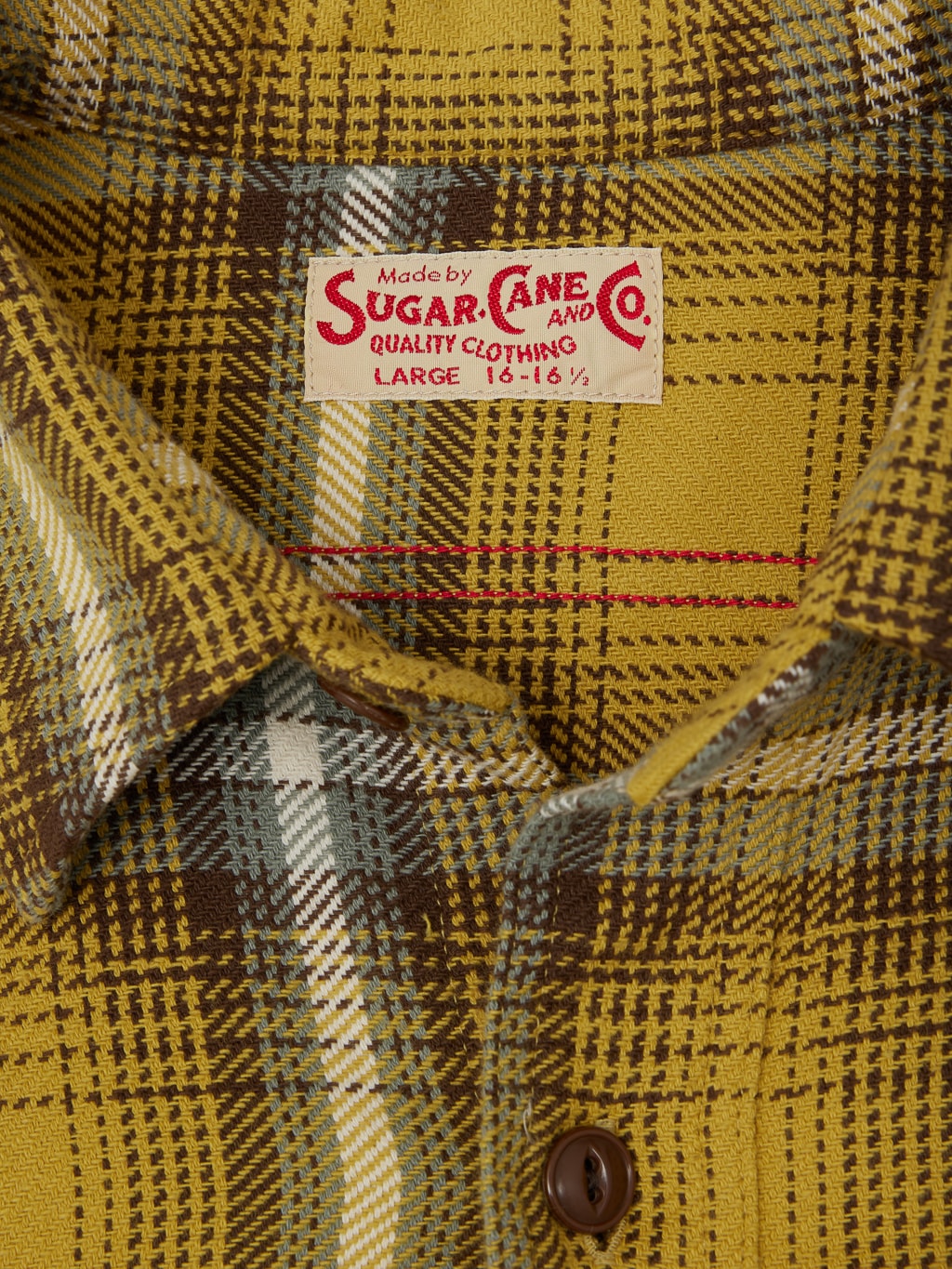 sugar cane twill check work shirt flannel yellow label