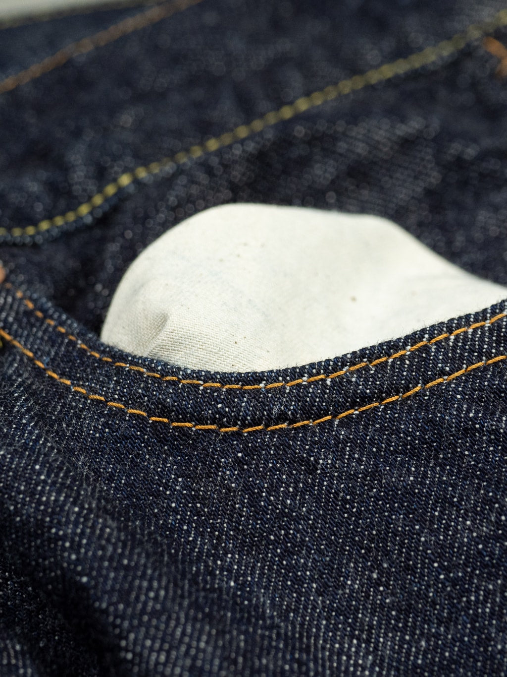 tcb 50s regular straight indigo selvedge japanese jeans lining pocket bag