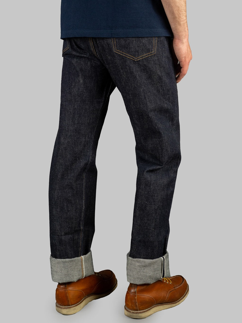 tcb 50s regular straight indigo selvedge japanese jeans back look