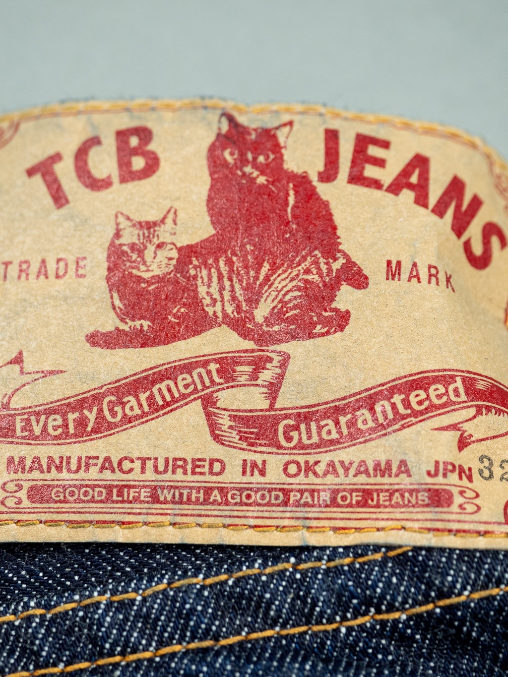 tcb 50s regular straight indigo selvedge japanese jeans  paper patch