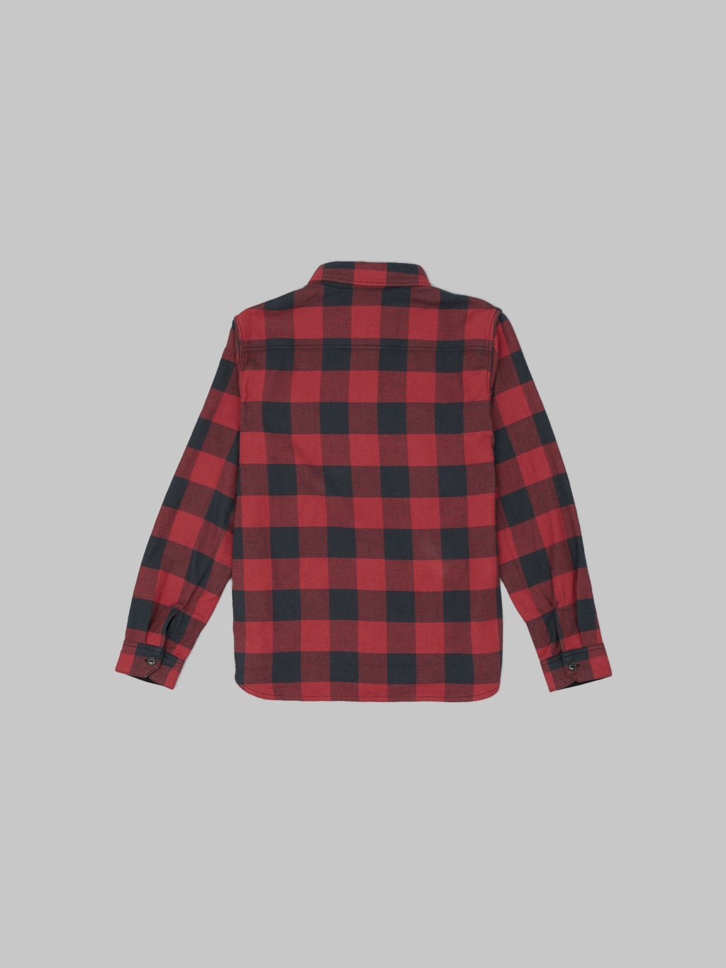 the flat head block check flannel shirt black red back