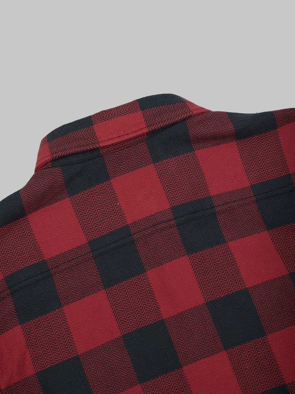 the flat head block check flannel shirt black red double needle stitch