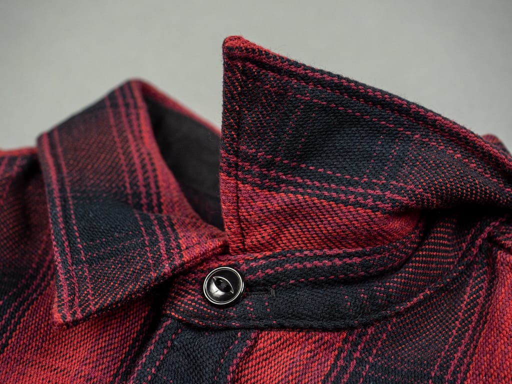 The flat head flannel shirt red work collar button