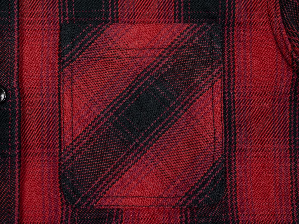 The flat head flannel shirt red work front pocket