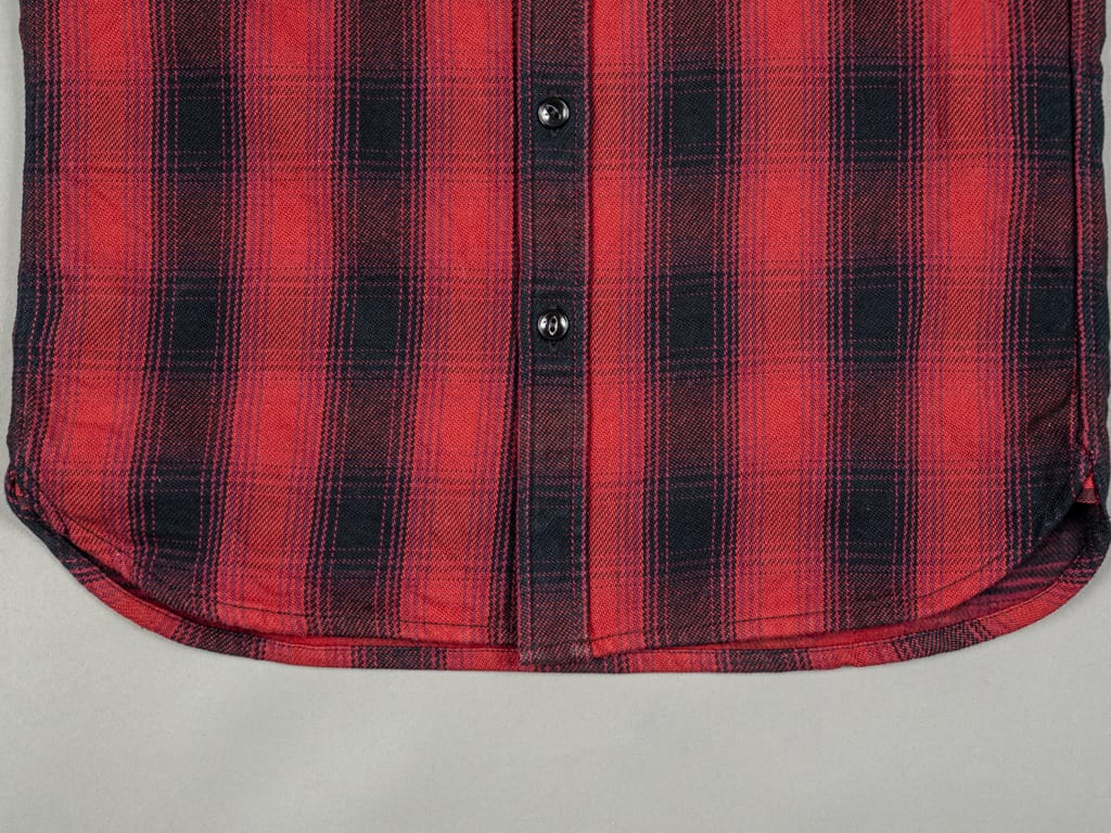 The flat head flannel shirt red work waist detail