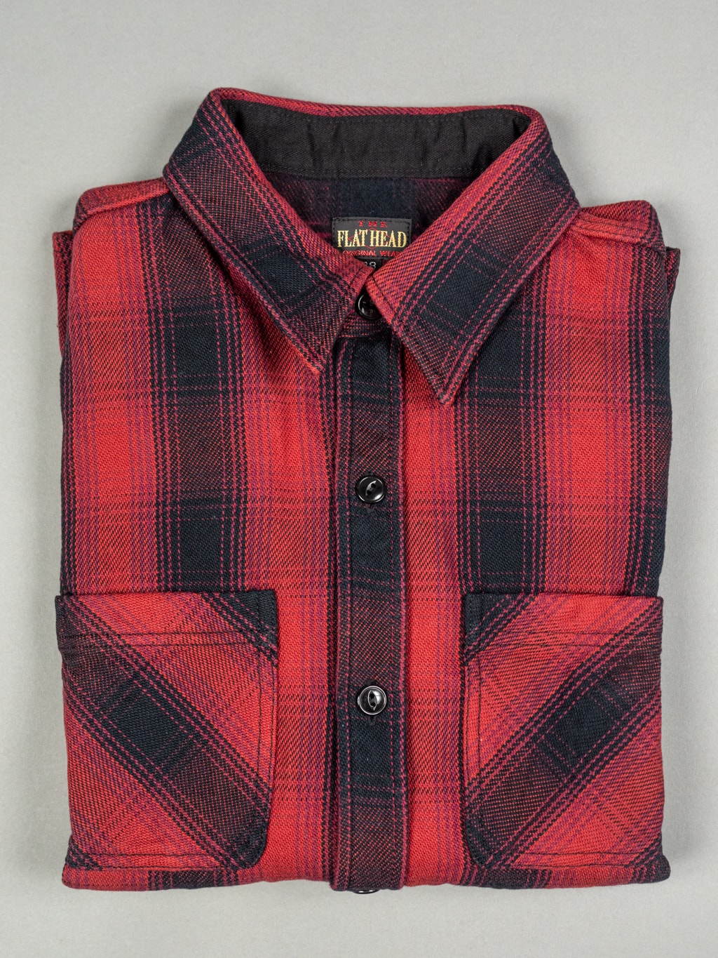 The flat head flannel shirt red work frontal