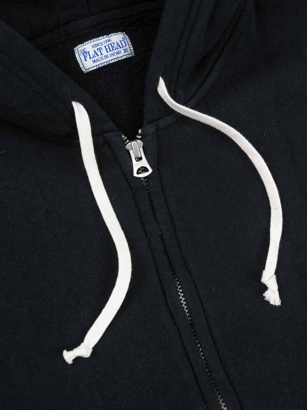 the flat head thermal zip hoodie black white cotton cords