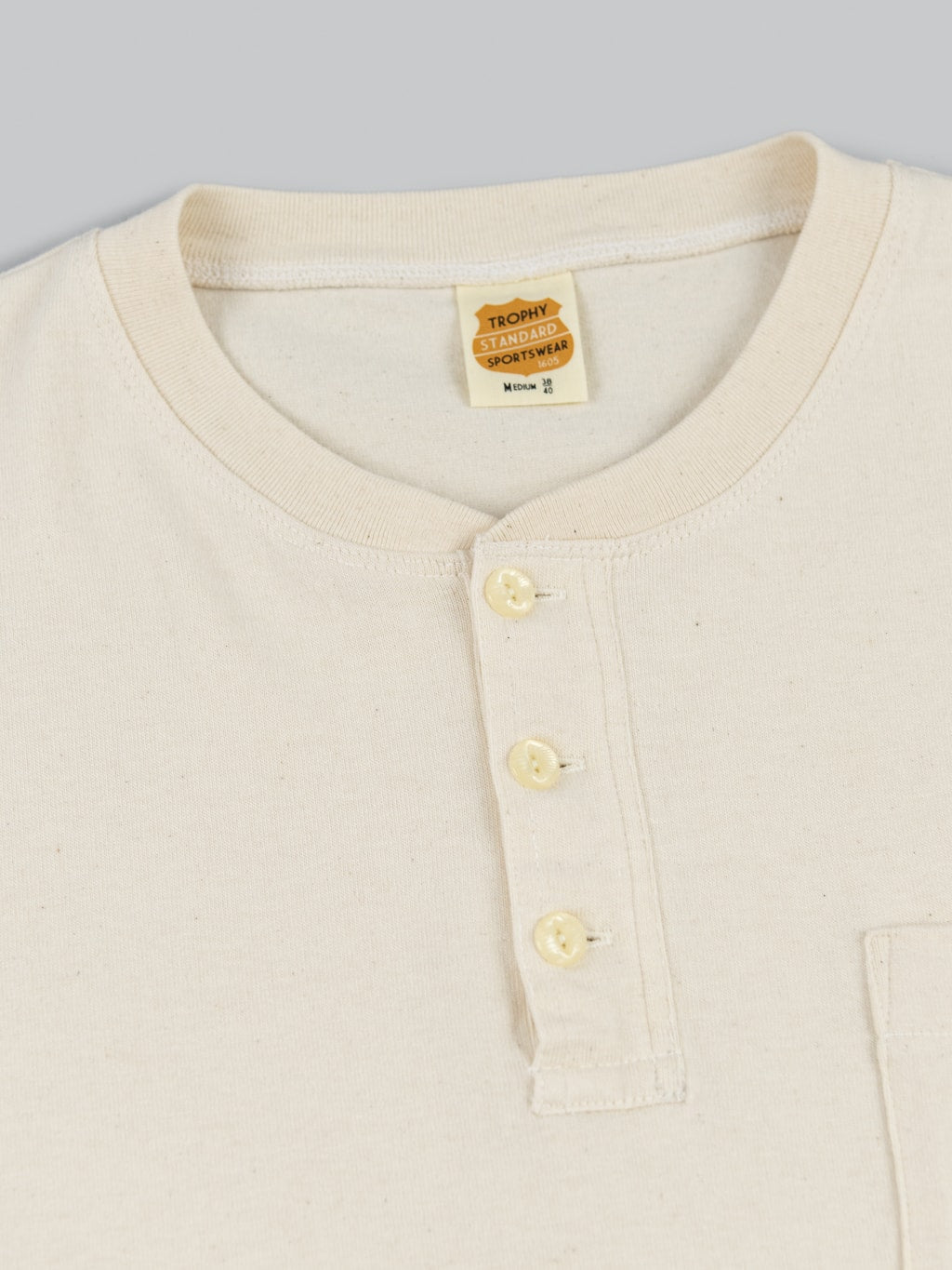 trophy clothing od henley tee natural collar white buttons