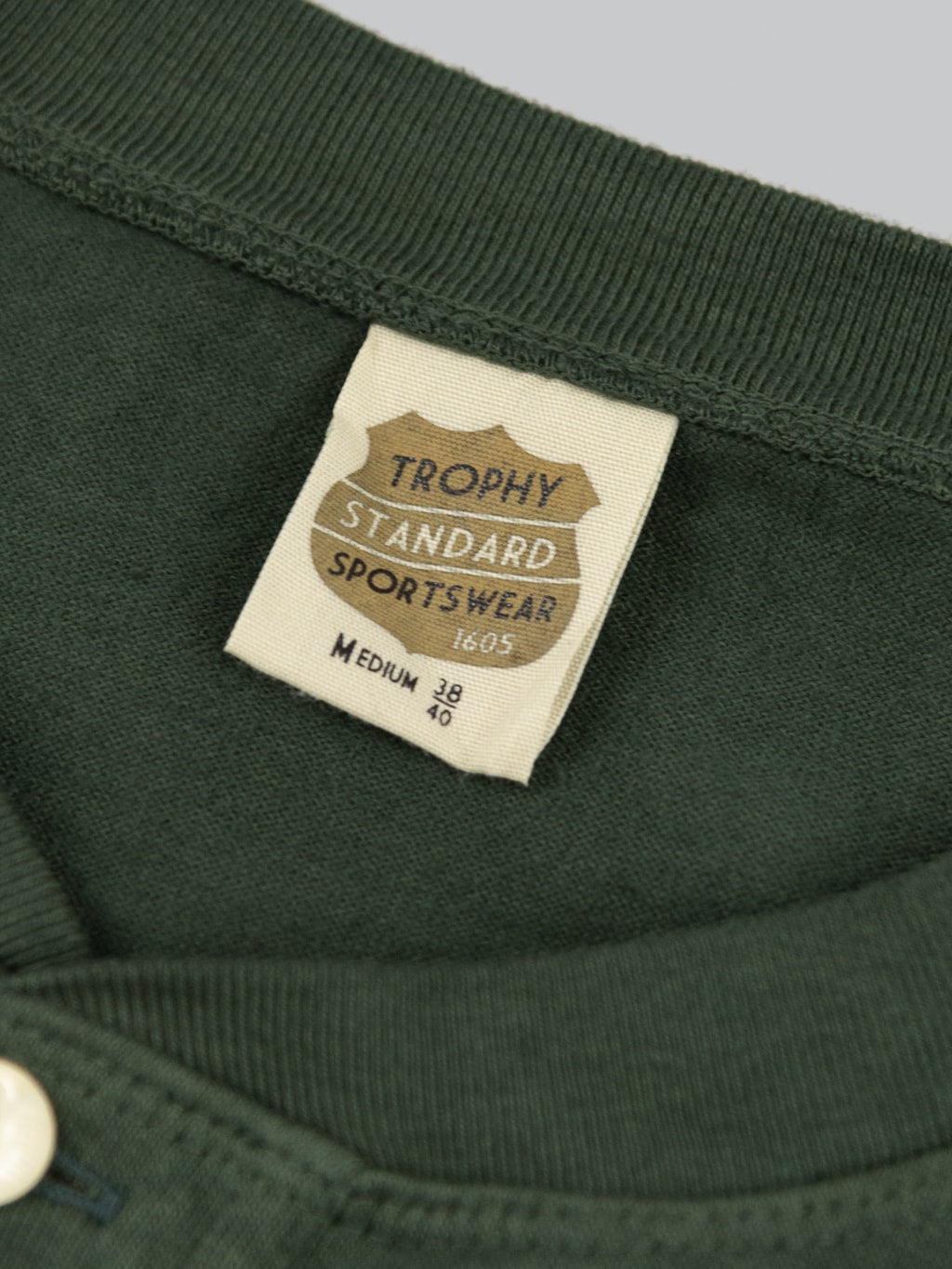 trophy clothing od henley tee olive collar detail