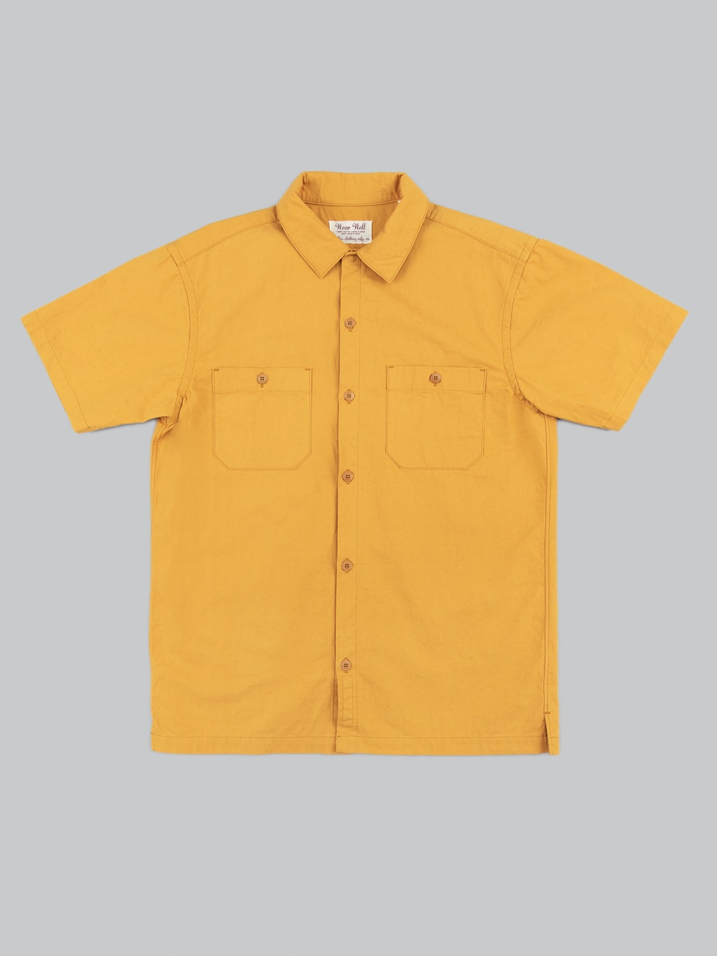 ues denim mechanic shirt sleeves shirt pumpkin yellow front