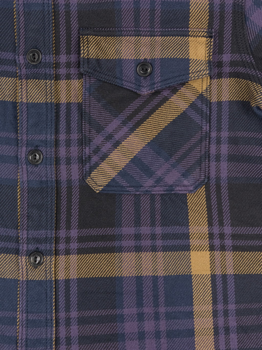ues extra heavy selvedge flannel shirt navy pocket closeup