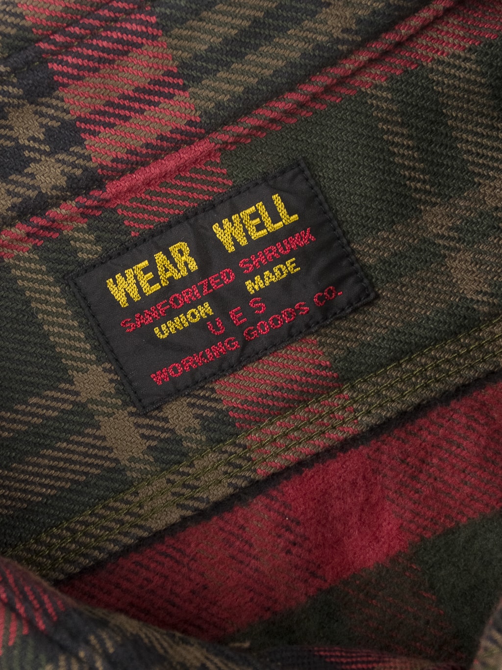 ues extra heavy selvedge flannel shirt red  interior tag